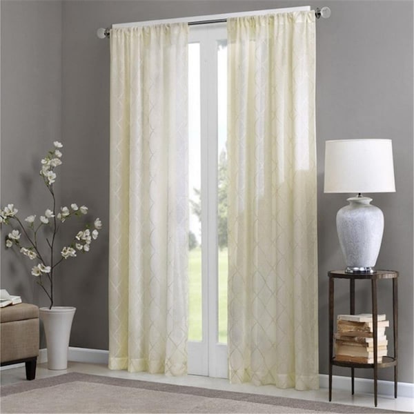 Madison Park Irina Diamond Sheer Window Curtain - Ivory MP40-2333 - main